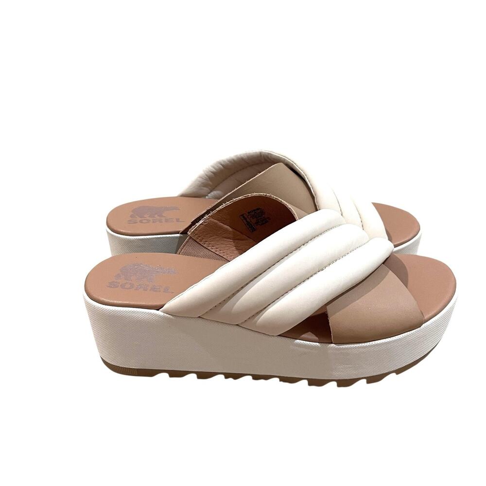 Sorel Shoes Cameron Flatform Puff Wedge Mule Sandal Size 8 | Color: Cream/White - Picture 7 of 11